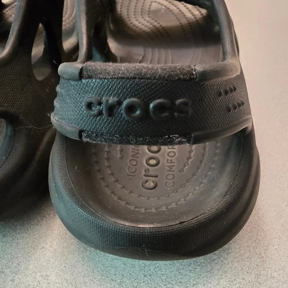 Crocs Swiftwater Sandals Black Sporty Fisherman Rugged  Adjustable Mens Size 7